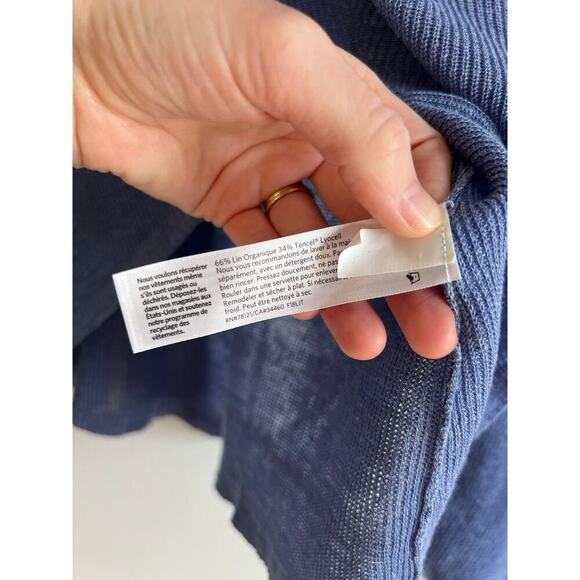 Eileen Fisher Blue Linen Blend Long Sleeve V-Neck Sweater Sz S - Picture 5 of 6